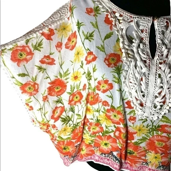 Bila Floral Boho Shoulder Top Size M​​​​​​​​​​​​​​​​​​​​​​​​​ - Picture 8 of 8